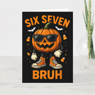 67 Halloween Funny Six Seven Meme Brainrot Pumpkin Card