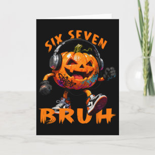 67 Halloween Funny Six Seven Meme Brainrot Pumpkin Card