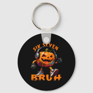 67 Halloween Funny Six Seven Meme Brainrot Pumpkin Key Ring