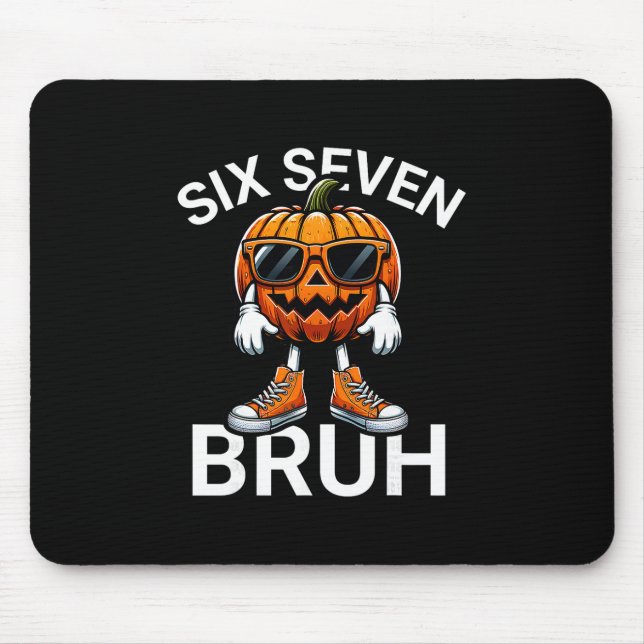 67 Halloween Funny Six Seven Meme Brainrot Pumpkin Mouse Pad (Front)