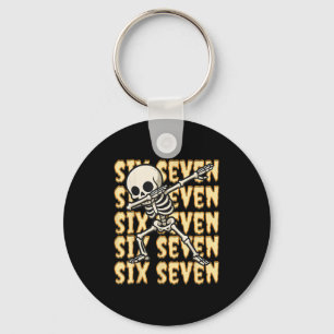 67 Halloween Funny Six Seven Meme Brainrot Skeleto Key Ring