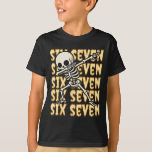67 Halloween Funny Six Seven Meme Brainrot Skeleto T-Shirt