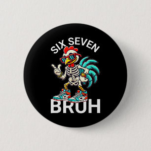 67 Halloween Meme 6 7 Chicken Skeleton Six Seven F Cm Round Badge