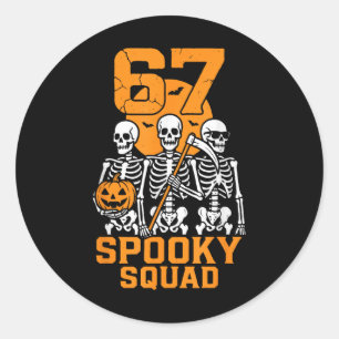 67 Halloween Meme 6 7 Numbers Six Seven Kids Skele Classic Round Sticker