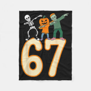 67 Halloween Meme 6 7 Numbers Six Seven Skeleton  Fleece Blanket