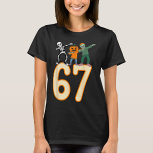 67 Halloween Meme 6 7 Numbers Six Seven Skeleton T-Shirt