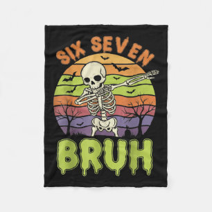 67 Halloween Meme 6 7 Skeleton Six Seven Numbers F Fleece Blanket