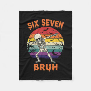 67 Halloween Meme Six Seve Skeleton Numbers Funny Fleece Blanket
