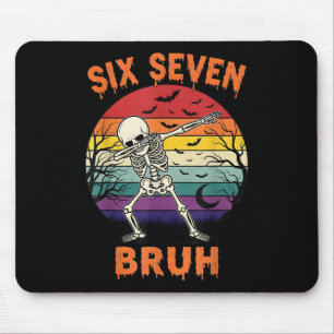67 Halloween Meme Six Seve Skeleton Numbers Funny  Mouse Pad