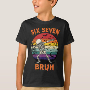 67 Halloween Meme Six Seve Skeleton Numbers Funny  T-Shirt