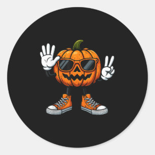 67 Halloween Pumpkin Funny Brainrot Meme Kids Six  Classic Round Sticker