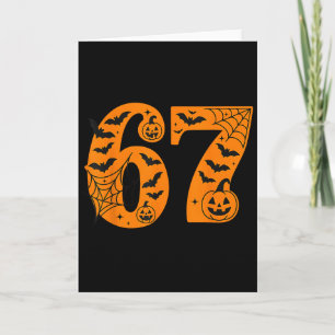 67 Halloween Six Seven Brainrot Meme Boys Kids Fun Card