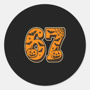 67 Halloween Six Seven Brainrot Meme Boys Kids Fun Classic Round Sticker