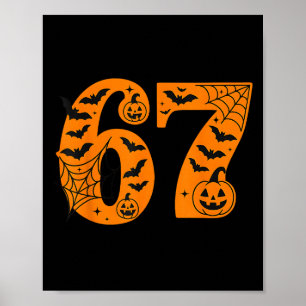 67 Halloween Six Seven Brainrot Meme Boys Kids Fun Poster