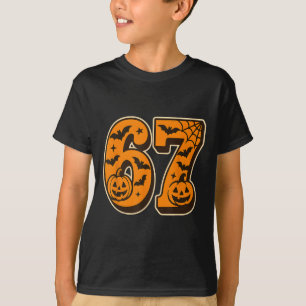 67 Halloween Six Seven Brainrot Meme Boys Kids Fun T-Shirt