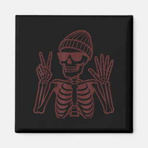 67 Halloween Skeleton Peace Sign Funny Meme Six Se Magnet