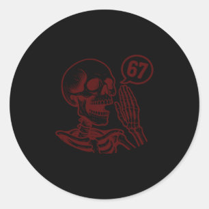 67 Halloween Skeleton Six Seven Meme Brainrot Funn Classic Round Sticker