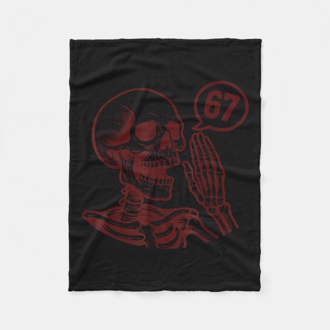 67 Halloween Skeleton Six Seven Meme Brainrot Funn Fleece Blanket (Front)