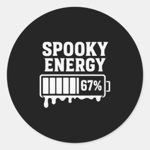 67 Halloween Spooky Energy Brainrot Meme Six Seven Classic Round Sticker