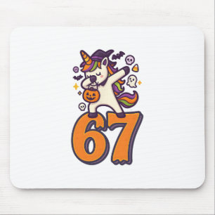 67 Halloween Unicorn Brainrot Meme Six Seven Girl' Mouse Pad