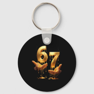 67 Hands Six Seven 6 7 Gold Drip Teens Boys Kids D Key Ring