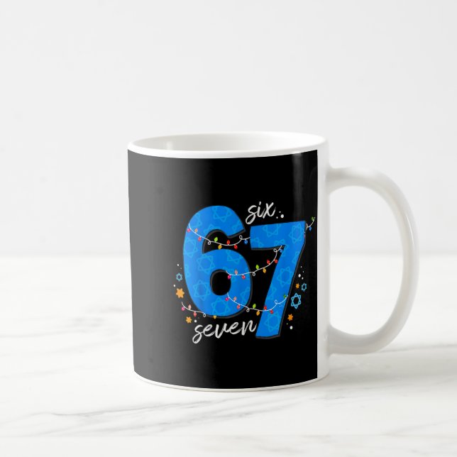 67 Hanukkah Jewish Holiday Menorah Six Seven Meme  Coffee Mug (Right)