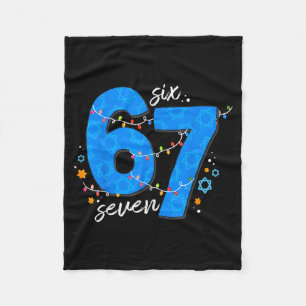 67 Hanukkah Jewish Holiday Menorah Six Seven Meme  Fleece Blanket