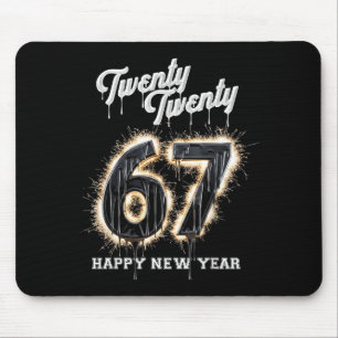 67 Happy New Year's Eve Six Seven Funny 2026 Brain Mouse Pad