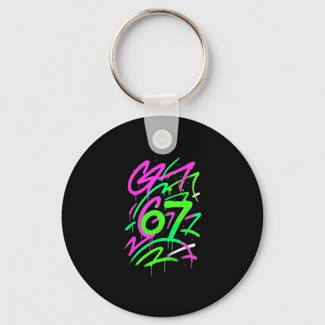 67 Hidden Meme Trending Gen Z Alpha Six Seven 6 7  Key Ring (Front)
