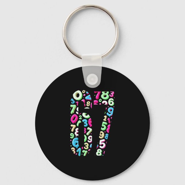 67 Hidden Meme Trending Gen Z Alpha Six Seven 6 7  Key Ring (Front)