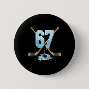 67 Hockey Drip Ice Number Funny Meme Style Boys Gr 6 Cm Round Badge