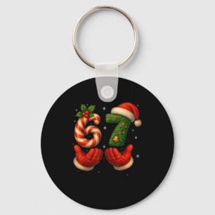 67 Hockey Hands Funny Christmas Meme Santa  Key Ring