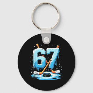 67 Hockey Ice Cream Drip Gen Alpha Slang Boys Men Key Ring