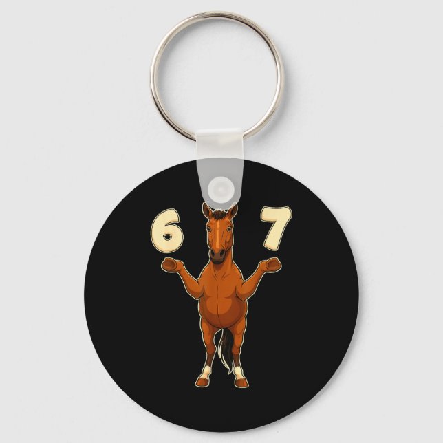 67 Horse Funny Gen Alpha Slang Kids Teens Number T Key Ring (Front)