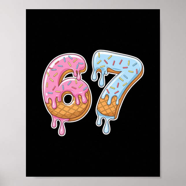 67 Ice Cream 67 Meme Funny Six Seven Gen Alpha Men Poster (Front)