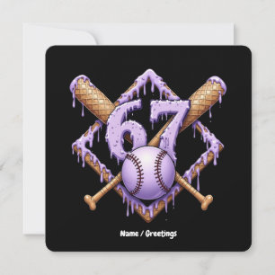 67 Ice Cream Drip Baseball Meme Funny Retro Sport  Invitation
