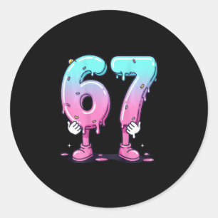 67 Ice Cream Drip (ck) Six Seven Meme For Gen Alph Classic Round Sticker