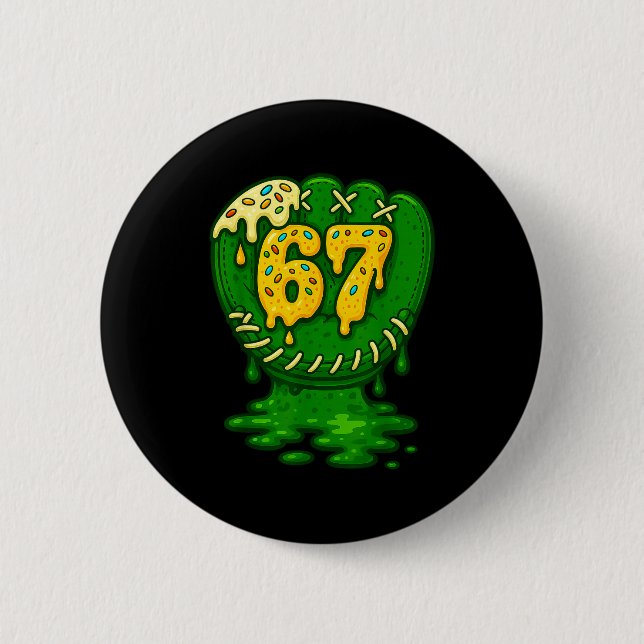 67 Ice Cream Drip Funny Six Seven Baseball  6 Cm Round Badge (Front)