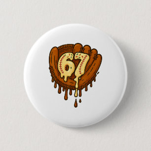 67 Ice Cream Drip Funny Six Seven Baseball  6 Cm Round Badge