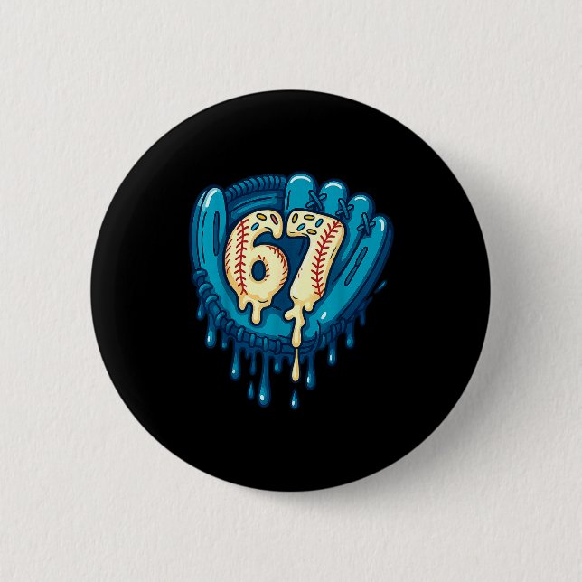 67 Ice Cream Drip Funny Six Seven Baseball  6 Cm Round Badge (Front)