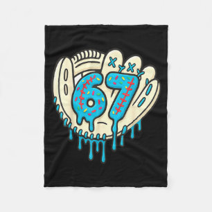 67 Ice Cream Drip Funny Six Seven Baseball  Fleece Blanket