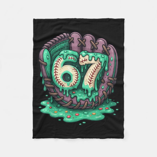 67 Ice Cream Drip Funny Six Seven Baseball  Fleece Blanket (Front)