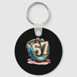 67 Ice Cream Drip Funny Six Seven Baseball  Key Ring