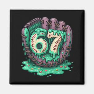 67 Ice Cream Drip Funny Six Seven Baseball  Magnet