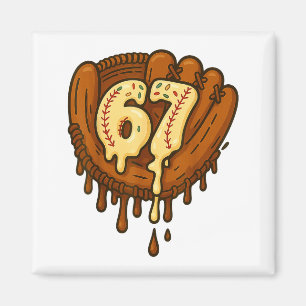 67 Ice Cream Drip Funny Six Seven Baseball  Magnet