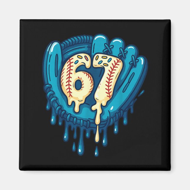 67 Ice Cream Drip Funny Six Seven Baseball  Magnet (Front)