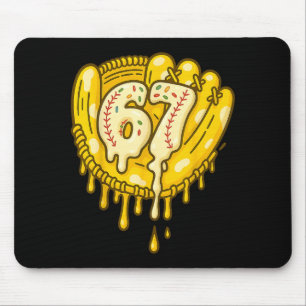67 Ice Cream Drip Funny Six Seven Baseball  Mouse Pad