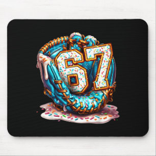67 Ice Cream Drip Funny Six Seven Baseball  Mouse Pad