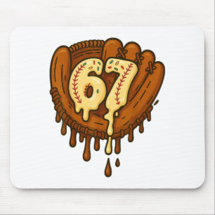 67 Ice Cream Drip Funny Six Seven Baseball  Mouse Pad