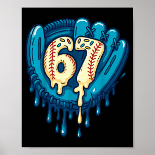 67 Ice Cream Drip Funny Six Seven Baseball Poster